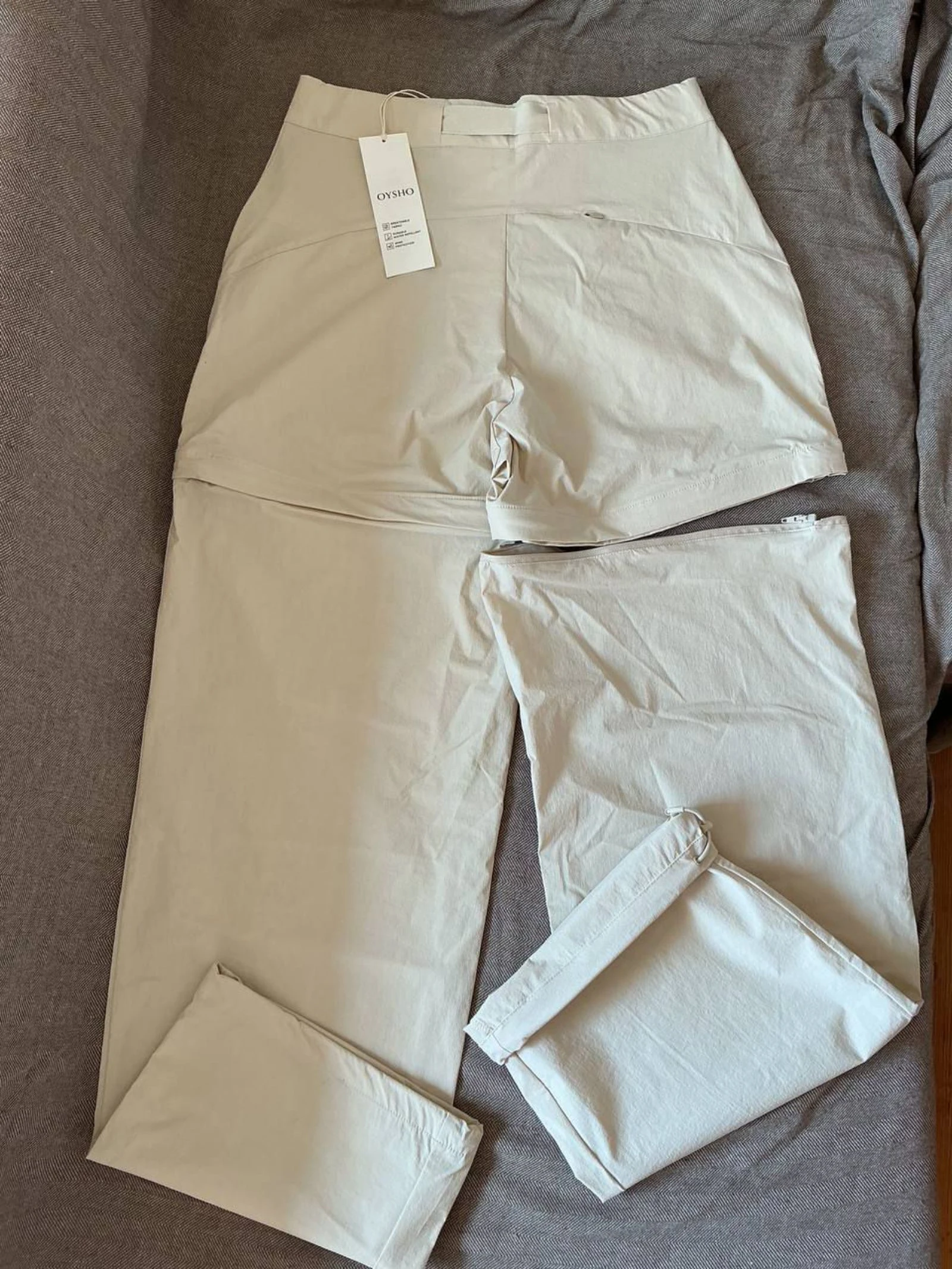 Calça de caminhada feminina conversível em short Oysho bege Tamanho M – photo 2